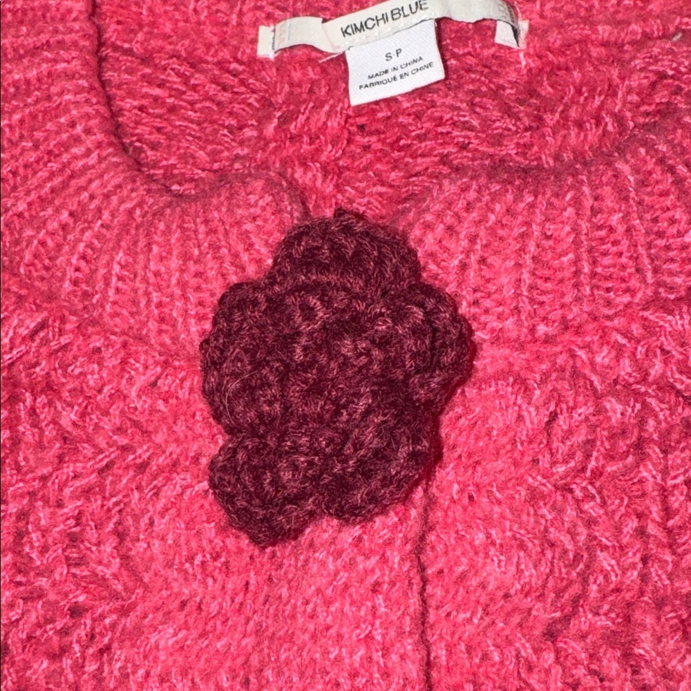 kimchi blue long sleeve sweater rosette covered snaps size small - Picture 3 of 7